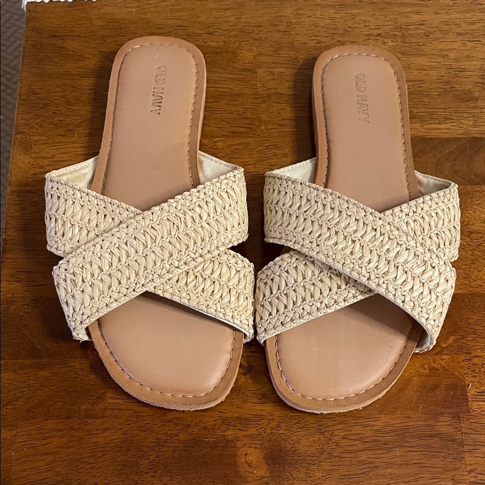 Old Navy Natural Woven Cross Strap Sandals